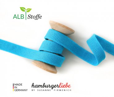 Bio Flachkordel - 2 cm - türkis uni - Albstoffe - Hamburger Liebe